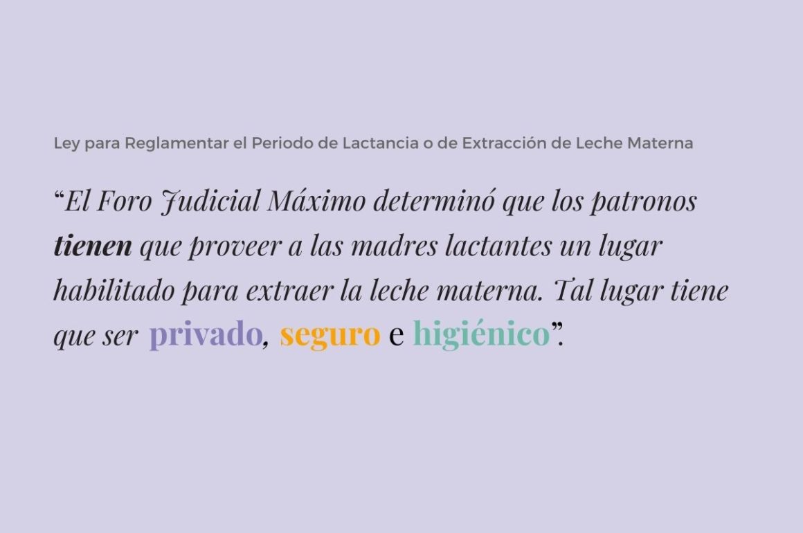 Ley para Reglamentar el Periodo de Lactancia o de Extracción de Leche Materna