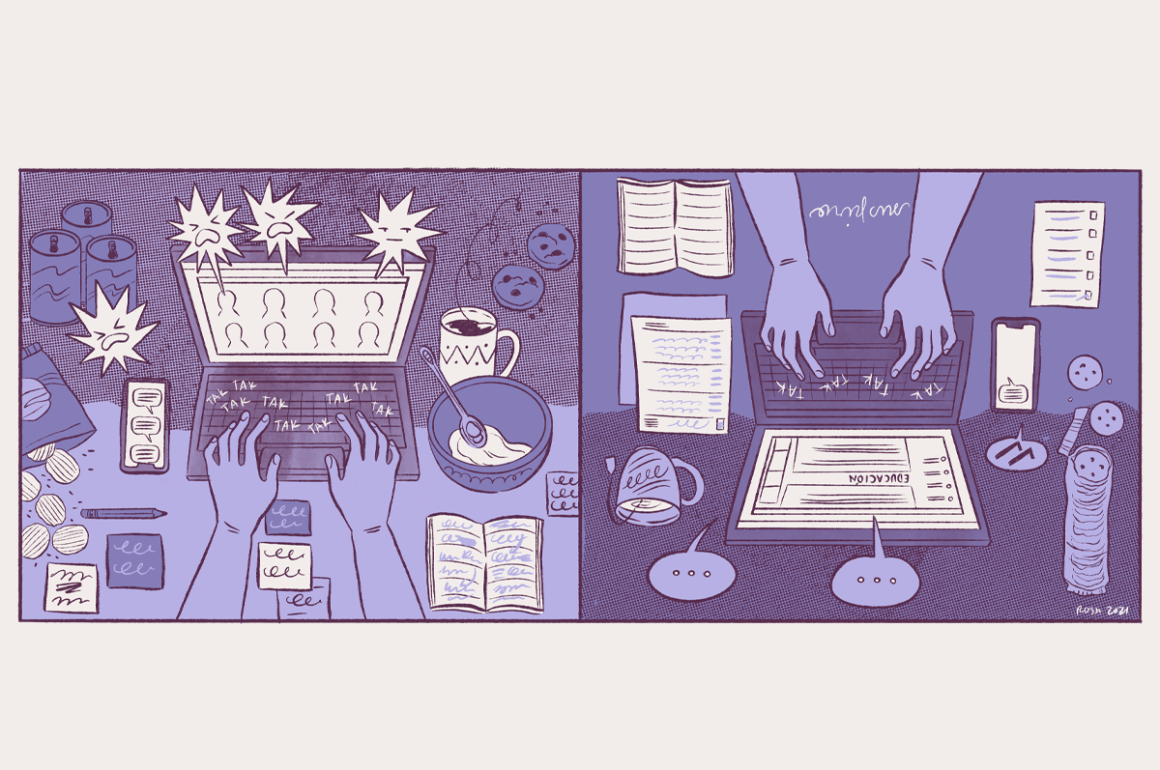 Múltiples jornadas de trabajo de las mujeres en la pandemia / Ilustración por Rosa Colón