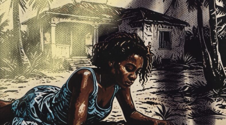 Ilustración que muestra a niña jugando en República Dominicana