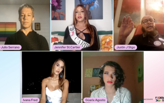 Conversatorio Voces Trans: Resistencia y Lucha en Puerto Rico, con les activistas Ivana Fred Millán, Justin Jesús Santiago, Jennifer Orellana y Güarix Agosto.